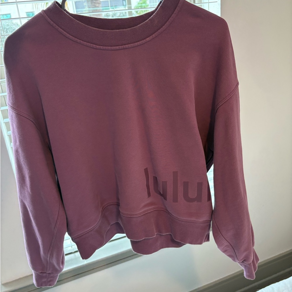 Purple lululemon cropped crew neck sweatshirt